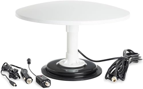 KUMA Cosmos TV Antenne Außenbereich - High Gain Freeview TV Antenna mit Empfangsverstärker Großer Reichweite für Wohnwagen Wohnmobile - Verstärker Set für Digitale HD Fernsehmasten mit Schraubsockel