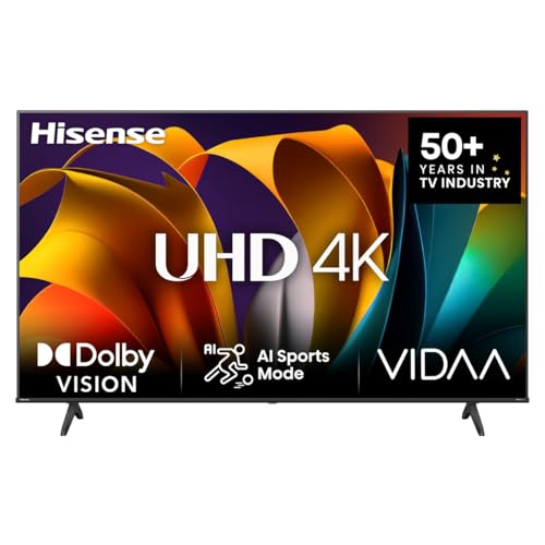 Hisense 43E6NT 108cm (43 Zoll) Fernseher, 4K UHD Smart TV, Precision Colour, HDR, Dolby Vision, 60Hz, Triple Tuner DVB-C/S/S2/T/T2, WiFi, HDMI 2.1, Bluetooth, Alexa Built-in, Schwarz, [2024]