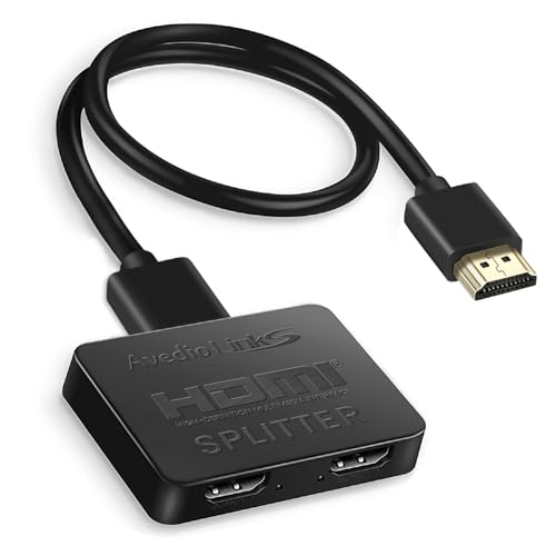 HDMI Splitter mit 3.9Ft HDMI Kabel, HDMI Splitter 1 in 2 Out 4K, HDMI Splitter 2 Monitore Gleichzeitig, HDMI Verteiler 1 in 2 Out Gleichzeitig, HDMI Splitter 1 auf 2 Monitore Duplizieren/Nur Spiegel