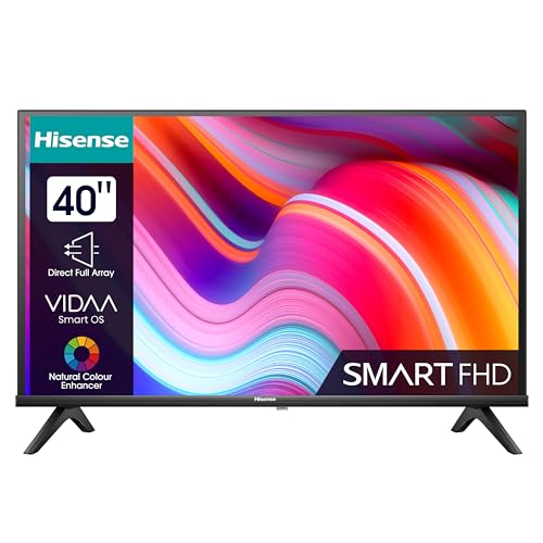 Hisense 40E4KT 101cm (40 Zoll) Fernseher Full HD Smart TV, Triple Tuner DVB-T2 / T/C / S2 / S, Works with Alexa, WiFi, Game Mode, Hotel Mode, Schwarz [2023], Betriebsystem VIDAA U