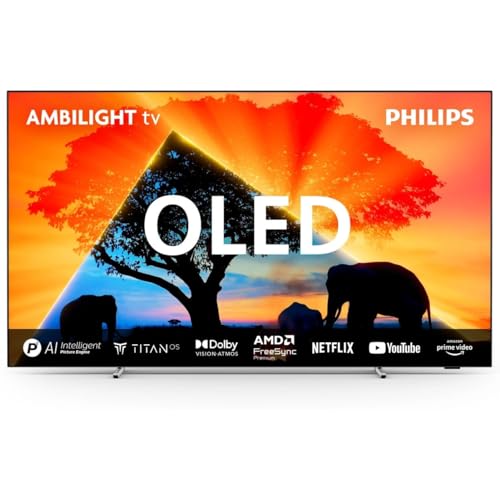 Philips Ambilight 55OLED759 4K OLED Smart TV - 55-Zoll Display mit P5 AI Perfect Picture Ultra HD, Titan OS, Dolby Vision und Dolby Atmos, Funktioniert mit Alexa und Google Sprachassistent