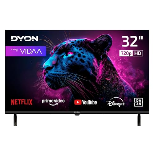 DYON Movie Smart 32 VX - 32 Zoll 80 cm Smart TV mit HD Triple Tuner (DVB-C/-S2/-T2), App Store, Prime Video, Netflix, YouTube, DAZN, Disney+, waipu.tv, Hotelmodus