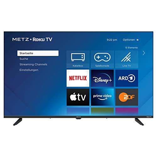 METZ Blue Roku TV, HD Smart TV, 32 Zoll, 80 cm, Fernseher mit Triple Tuner, WLAN, LAN, HDMI, USB, 32MTD3011Z, schwarz