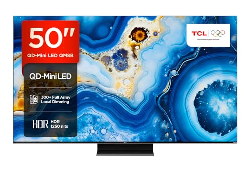 TCL 50QM8B TV MiniLED 50”, QLED, 144Hz, 4K HDR Premium 1250nits, Google TV, Dolby Vision IQ & Atmos, Onkyo, Google Assistant Incorporado y Game Master Pro 2.0