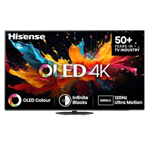 Hisense 65A85N 164cm (65 Zoll) Fernseher, 4K UHD OLED Smart TV,120Hz, HDMI 2.1, Game Mode Pro, AMD FreeSync Premium, Dolby Vision IQ & Atmos, Bluetooth, Alexa Built-in, Schwarz, [2024]