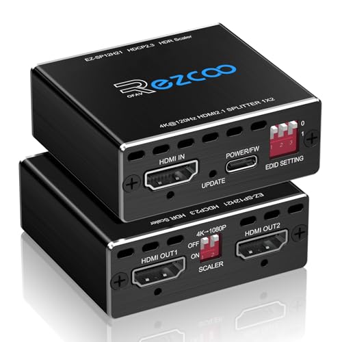 4K 120Hz HDMI 2.1 Splitter 8K 60Hz 1 in2 Out VRR ALLM HDCP2.3 HDR10 8KUHD Dolby Vision Atmos Scaler 4K 1080P EDID Dual Monitore HDMI Splitter 1X2 für PS5 SkyQ Xbox NVIDIA AMD