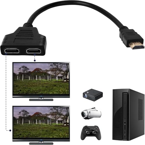 Jewan HDMI Splitter Adapter, HDMI Splitter, 1 auf 2 Wege HDMI Kabel Splitter,1080P HDMI Adapter Stecker auf Dual HDMI Buchse für HDTVs, Monitore und Projektoren, Unterstützt Dual Port Switching