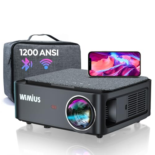 Beamer, Full HD 1080P 1200 ANSI Lumen Beamer 5G WiFi Bluetooth Beamer Heimkino 4K Unterstützung, LED Video Beamer Outdoor 300 