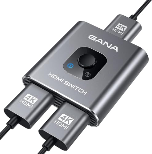 HDMI Splitter HDMI Switch,GANA 4K@60Hz Aluminium Bidirektional HDMI Switch 2 In 1 Out oder 1 In 2 Out HDMI Verteiler HDMI Switcher unterstützt HD 4K 3D für HD TV/Fire Stick/Xbox/PS3/PS4