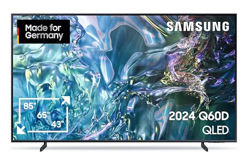 Samsung QLED 4K Q60D Fernseher 55 Zoll, Samsung TV mit Quantum Prozessor Lite 4K, 100 % Farbvolumen, 4K Upscaling, Samsung Tizen OS, Smart TV, GQ55Q60DAUXZG, Deutsches Modell [2024]