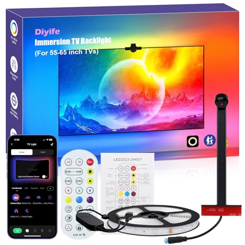 TV LED Strip,[AR Farbe Sync] 4M 120 LEDs TV Hintergrundbeleuchtung Auto Farbe Musik Sync, RGB Smart IC TV Backlight, Remote & Bluetooth App Control, für 55-65 Zoll Fernseher und PC Deko