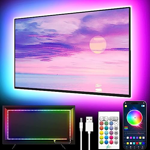 GIPOYENT LED-Leuchten für TV, 5M LED TV-Hintergrundbeleuchtung, für 45-75 Zoll TV, Musik Sync LED TV-Licht mit Bluetooth-Funktion - RGB-Farbwechsel-Lichtstreifen für Heimkino (16.4FT for 45"-75" TV)