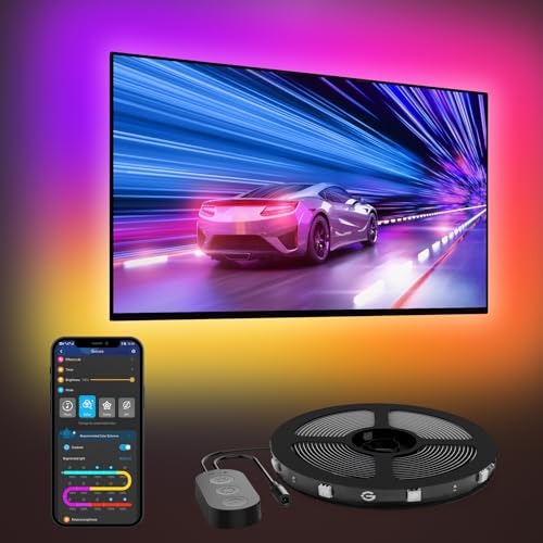 Govee LED TV Hintergrundbeleuchtung 2,4 M, RGBIC LED Strip für 40-50 Zoll Fernseher, Intelligente Streifen mit Bluetooth & WLAN Steuerung, Funktioniert mit Alexa & Google Assistant, Musiksync